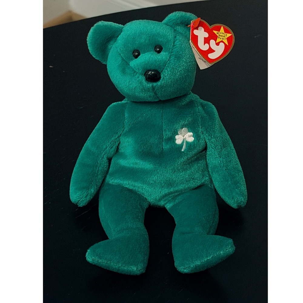 Ty Beanie Babies Erin the Bear 1997 Green Shamrock St Patricks Day Plush Toy
